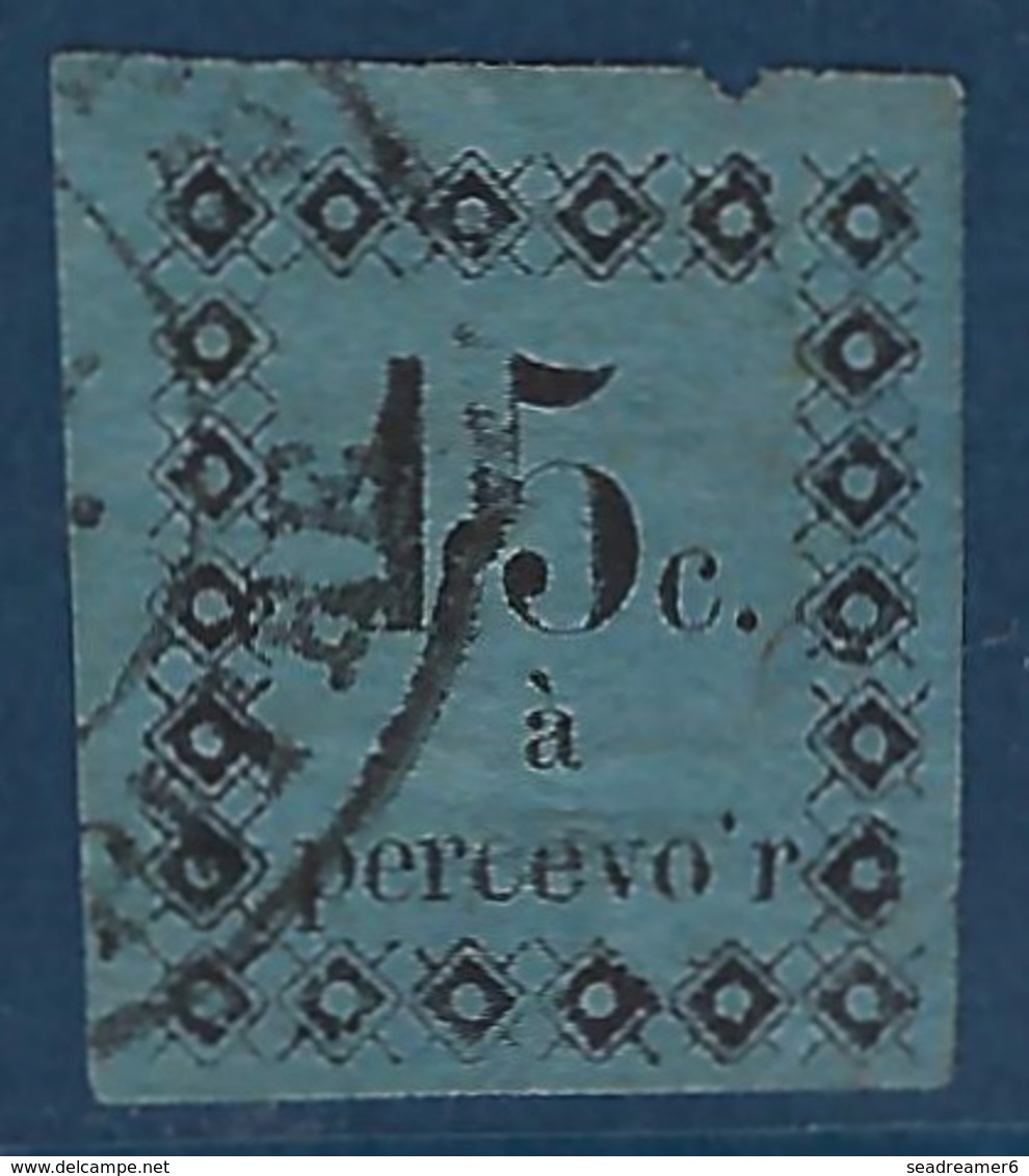 France Colonies Taxe Guadeloupe N°4a 15c Bleu Fonçé Obitéré, Variété Sans "I" à Percevoir Non Signalé Yvert RR - Segnatasse