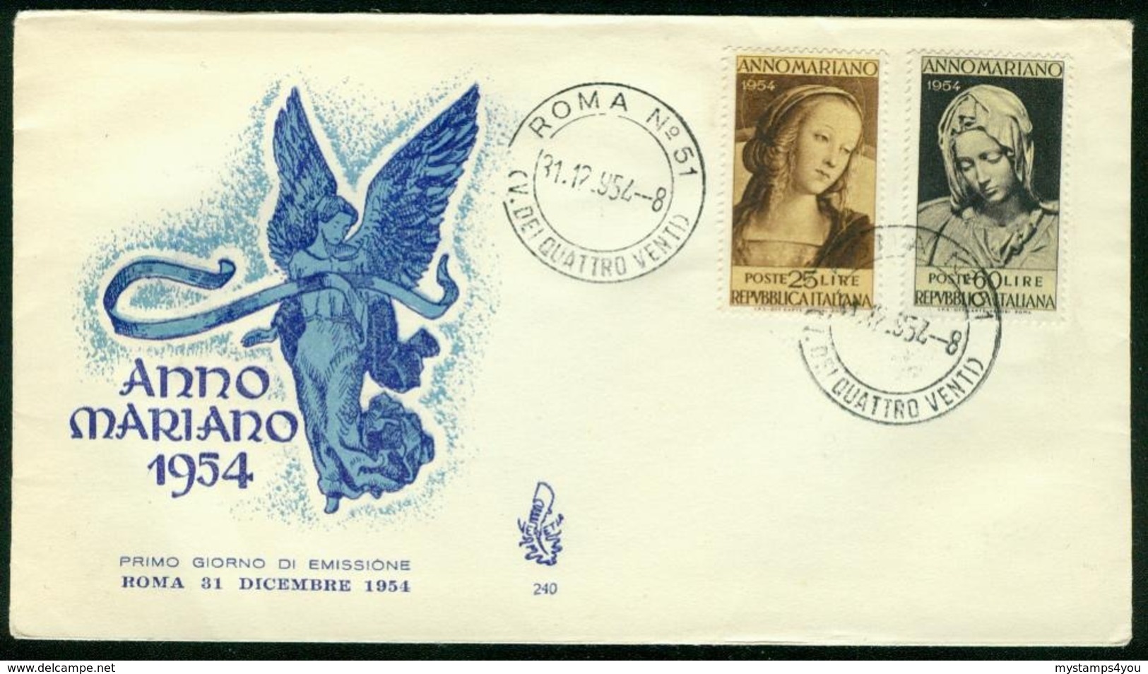 Fd Italy FDC 1954 MiNr 924-925 | Termination Of Marian Year - FDC