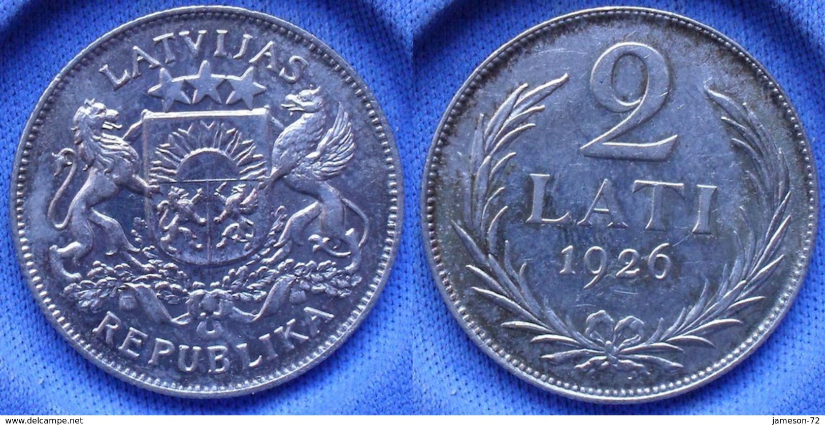 LATVIA - Silver 2 Lati 1926 KM# 8 First Republic (1918-1939) - Edelweiss Coins - Letland