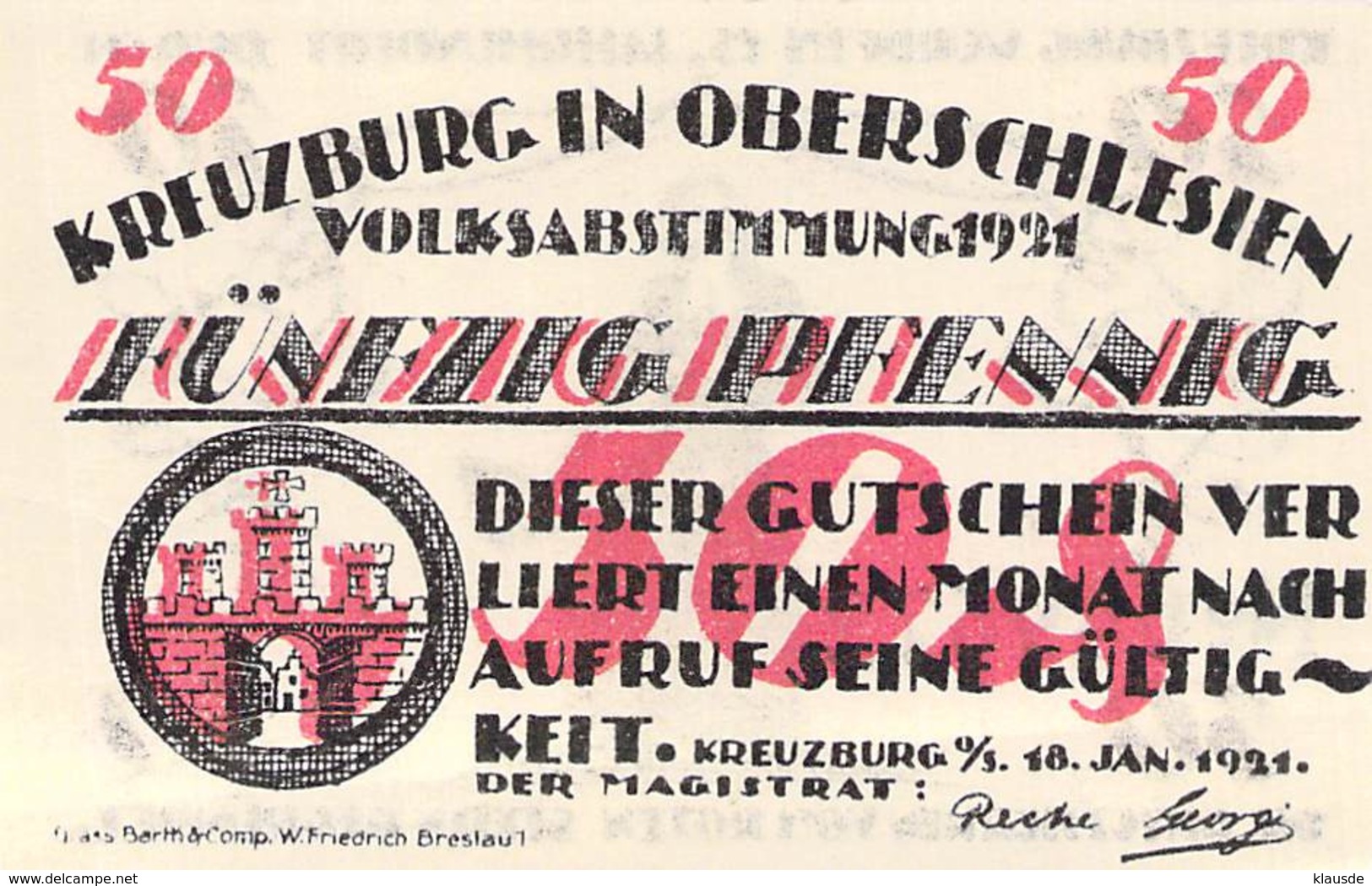 Notgeld  Satz 2 Werte Stadt Kreuzburg (Oberschl.).UNC (I) - [11] Local Banknote Issues