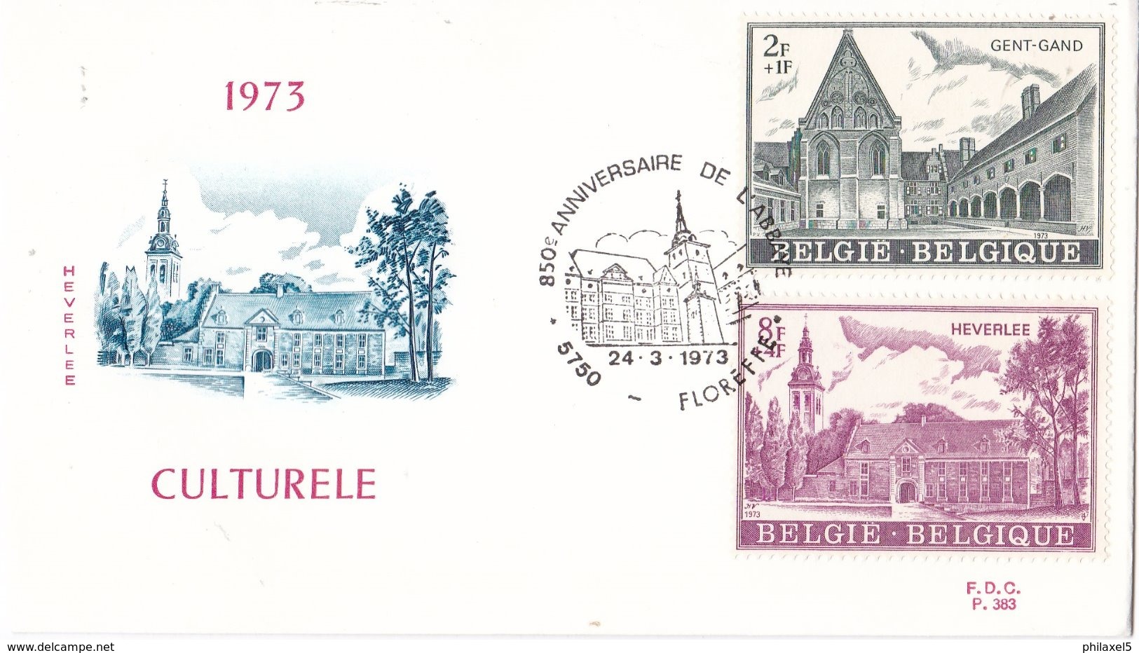 België - FDC 383/384 - 24 Maart 1973 - Culturele Uitgifte - Abdijen - OBP 1662-1665 - 1971-1980