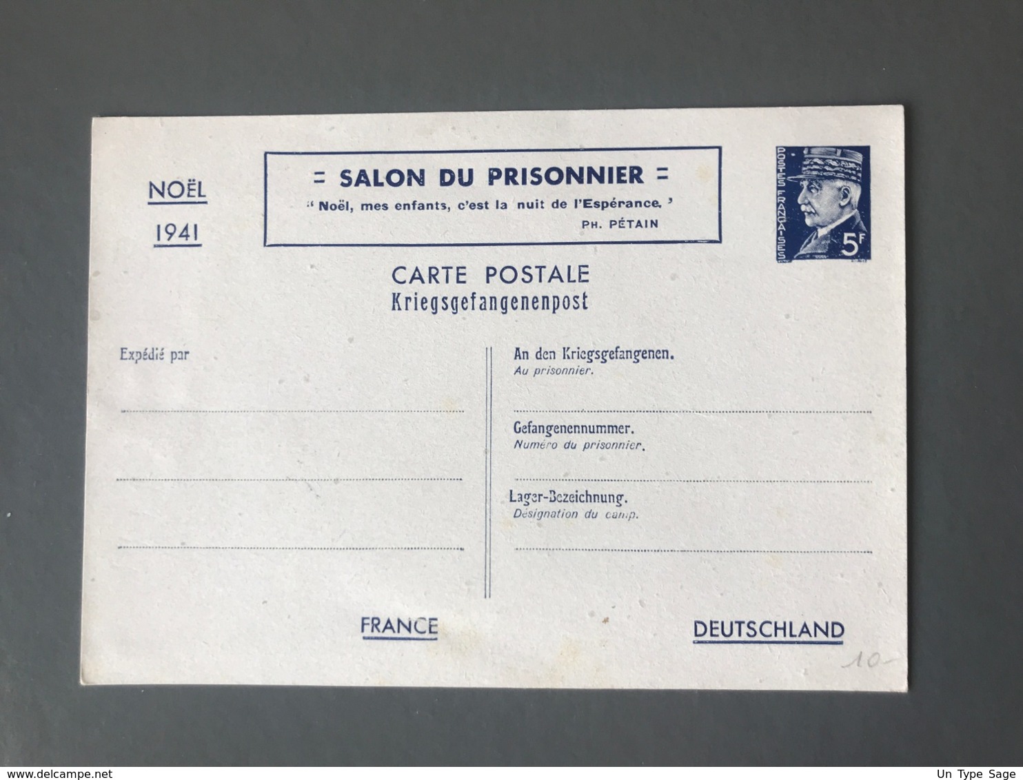 France, Entier Postal Neuf, Type Pétain - Salon Du Prisonnier / Noel 1941 - (B2675) - Standaardomslagen En TSC (Voor 1995)