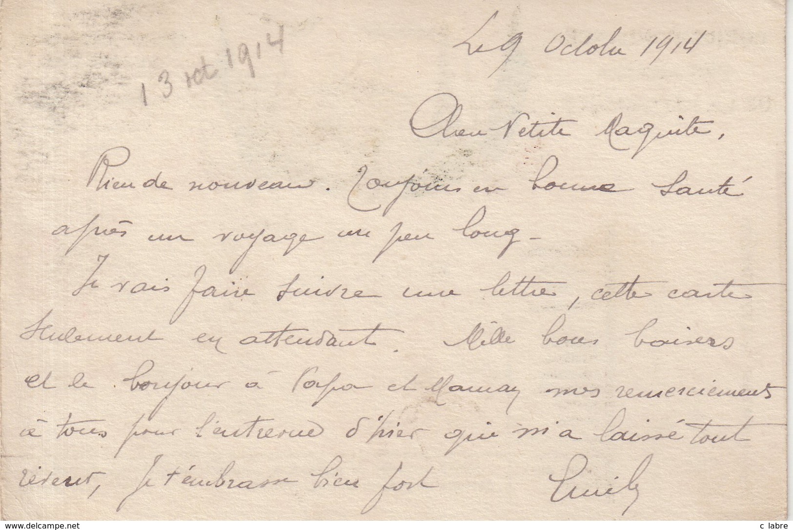 FRANCE : CORRESPONDANCE DES ARMEES DE LA REPUBLIQUE .  DRAPEAUX , CANON , TOUR EIFFEL .... 09/10/1914 . - Guerre De 1914-18