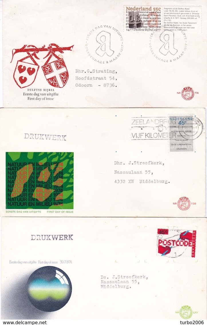 1970-1980 4 Eerstedagenveloppen E 104 - 131 - 156 - 180 Beschreven + 2 Drukwerk - FDC