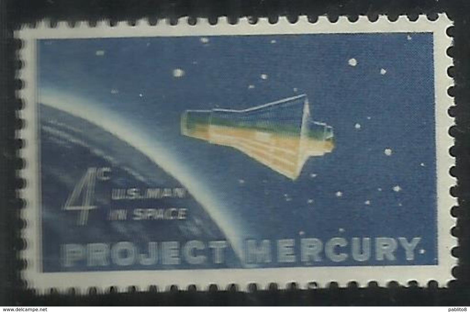 USA UNITED STATES STATI UNITI 1962 PROJECT MERCURY ISSUE SPACE SPAZIO "Friendship 7 Capsule And Globe CENT. 4c MNH - Nuovi