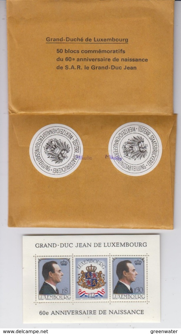 Luxemburg 1981 60e Ann.de Naissance Grand-Duc Jean De Luxembourg M/s (in Original Pack Of 50, Unopened) ** Mnh (45233) - Blocs & Feuillets