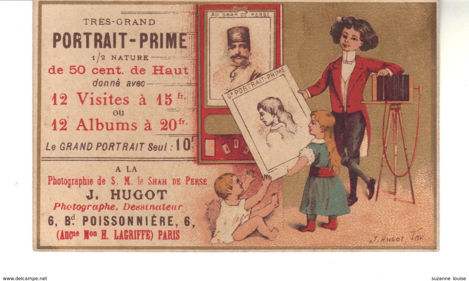 Petit Calendrier  Utilisé Comme "carte De Faveur" Par Son Réalisateur Le Photographie J.Hugot Paris Bd Poissonnière 1892 - Petit Format : ...-1900