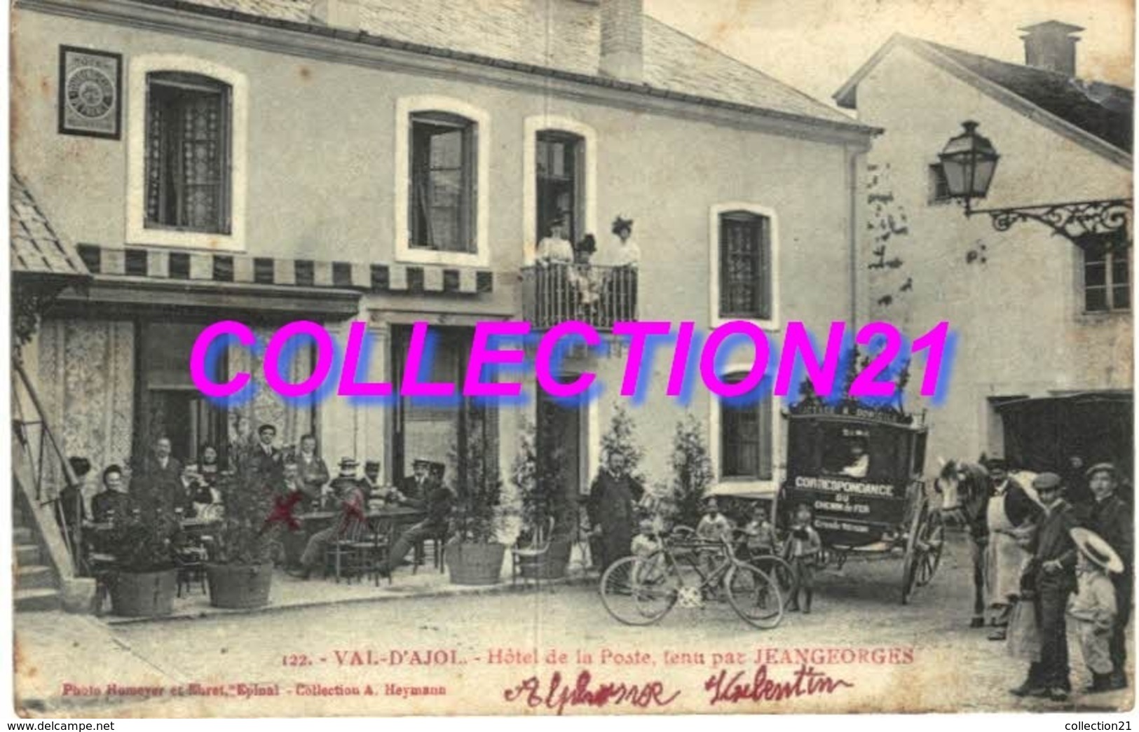 VAL D AJOL .... HOTEL DE LA POSTE ... JEANGEORGES ... CALECHE CORRESPONDANCE DU CHEMIN DE FER - Other & Unclassified