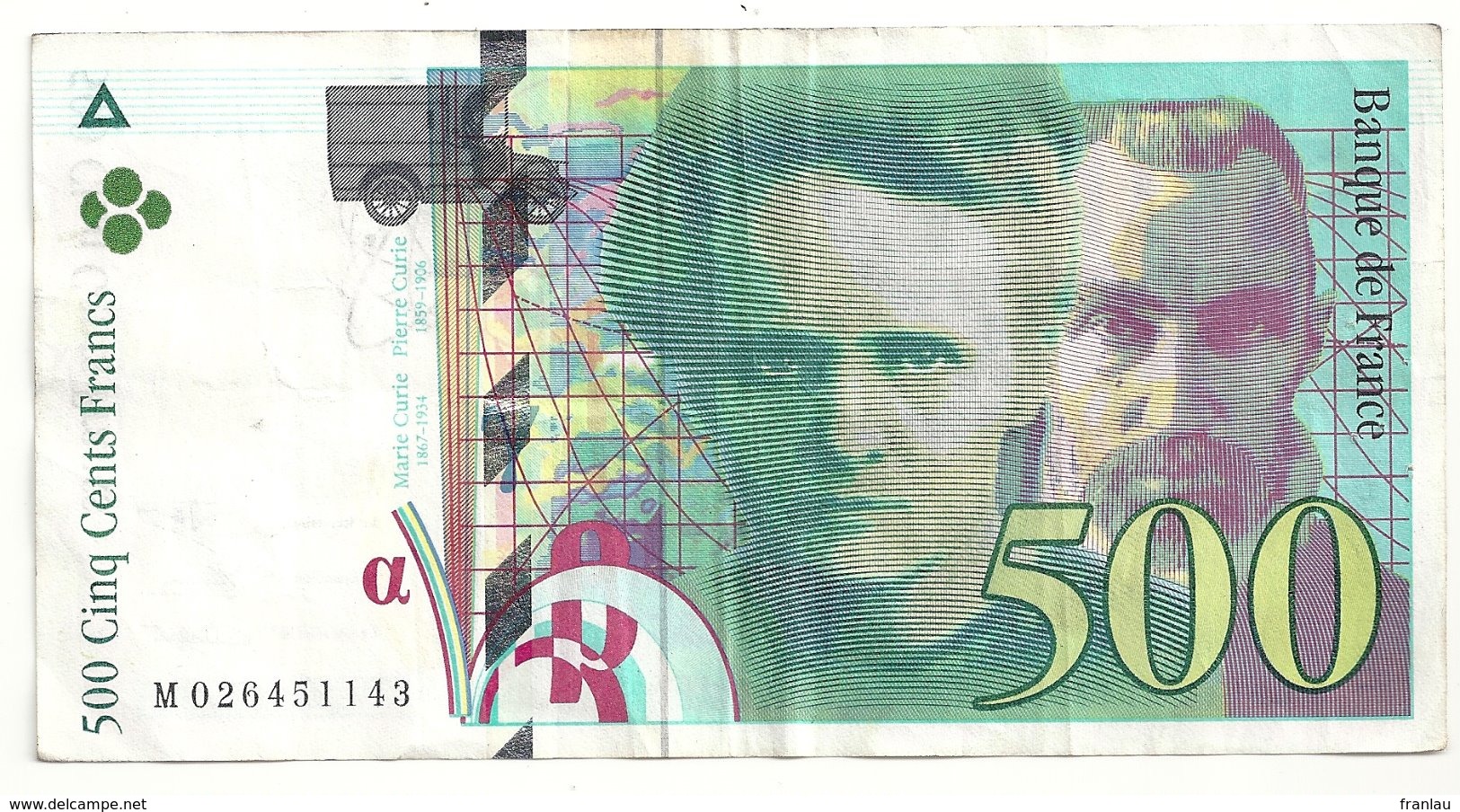 500 Francs 1994 état Ttb - 500 F 1994-2000 ''Pierre En Marie Curie''