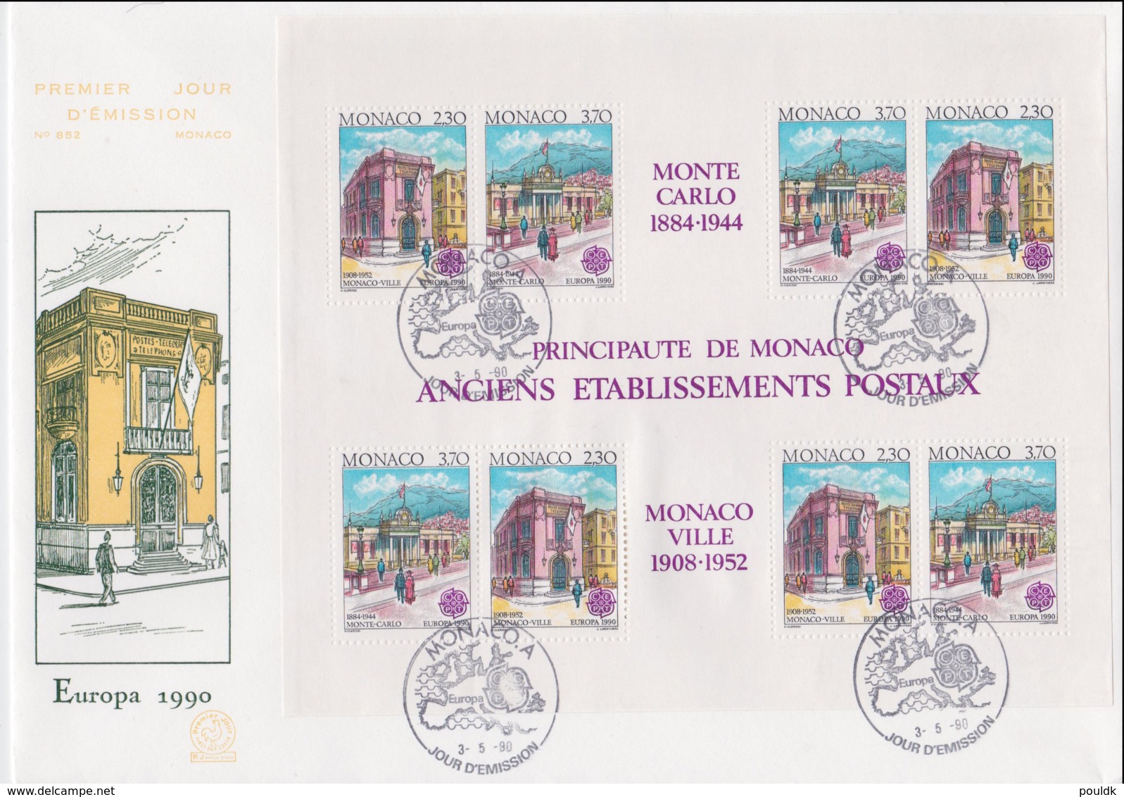 Monaco 1990 FDC Europa CEPT Souvenir Sheet (LAR8-62) - 1990