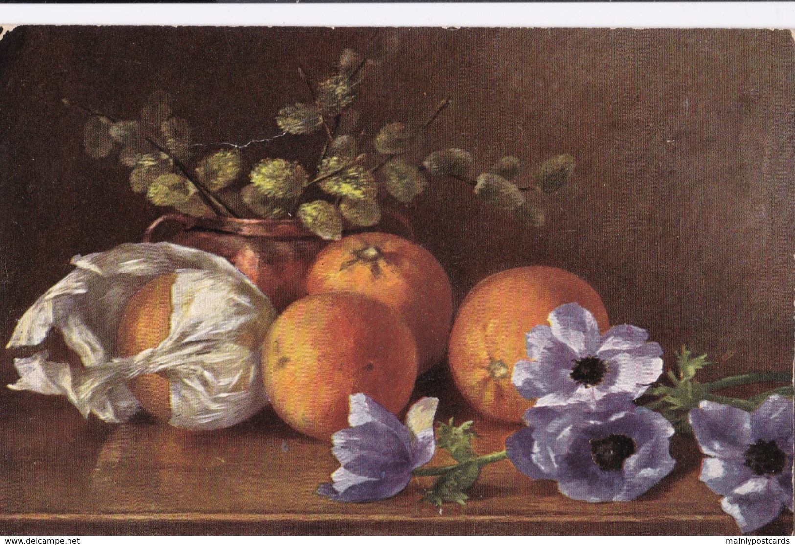 AM60 Artistic Postcard - Still Life With Flowers And Fruit - 1900-1949