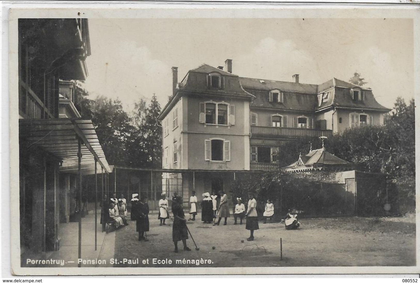 SUISSE . PORRENTRUY . La PensionSt-Paul Et école Ménagère Animée , édit : L Husser Fils , écrite En 1932 , état Extra - Autres & Non Classés