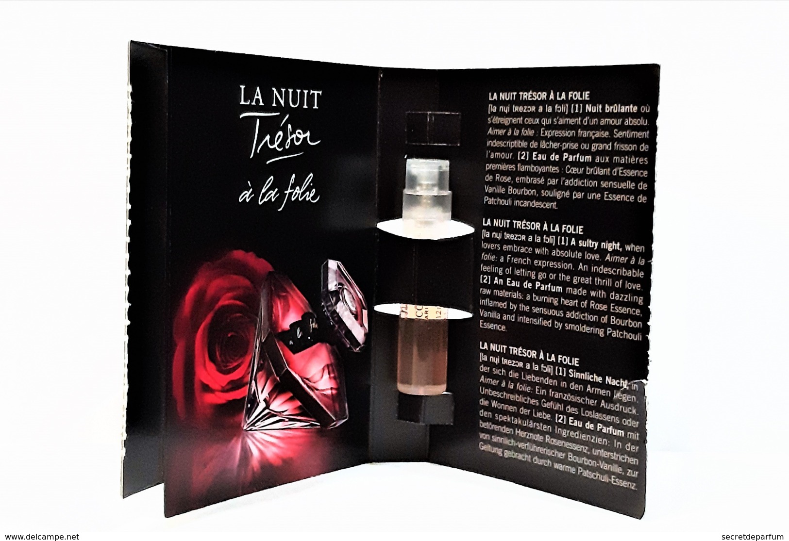 échantillons De Parfum  Tubes LA NUIT TRÉSOR A LA FOLIE  De LANCOME   EDP 1.2  Ml - Echantillons (tubes Sur Carte)