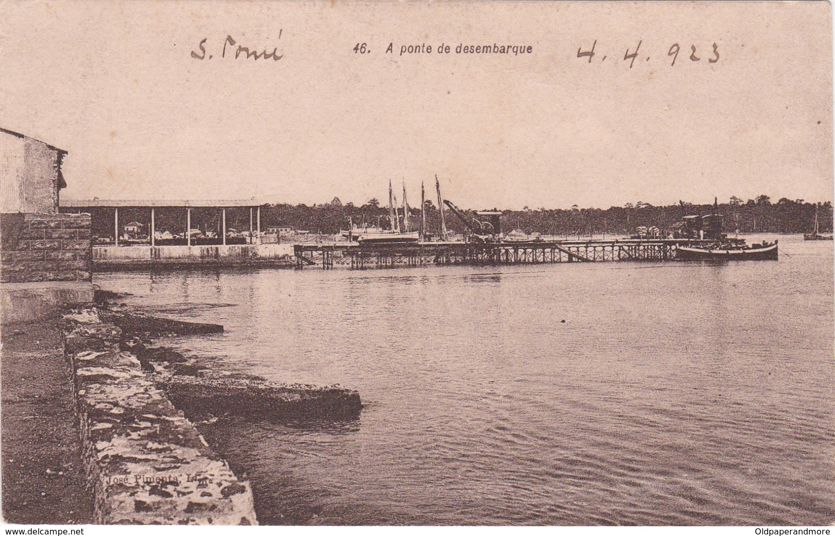 POSTCARD PORTUGAL - OLD COLONY - SÃO TOMÉ E  PRINCIPE - A PONTE DE DESEMBARQUE   , S. THOMÉ - Sao Tome Et Principe