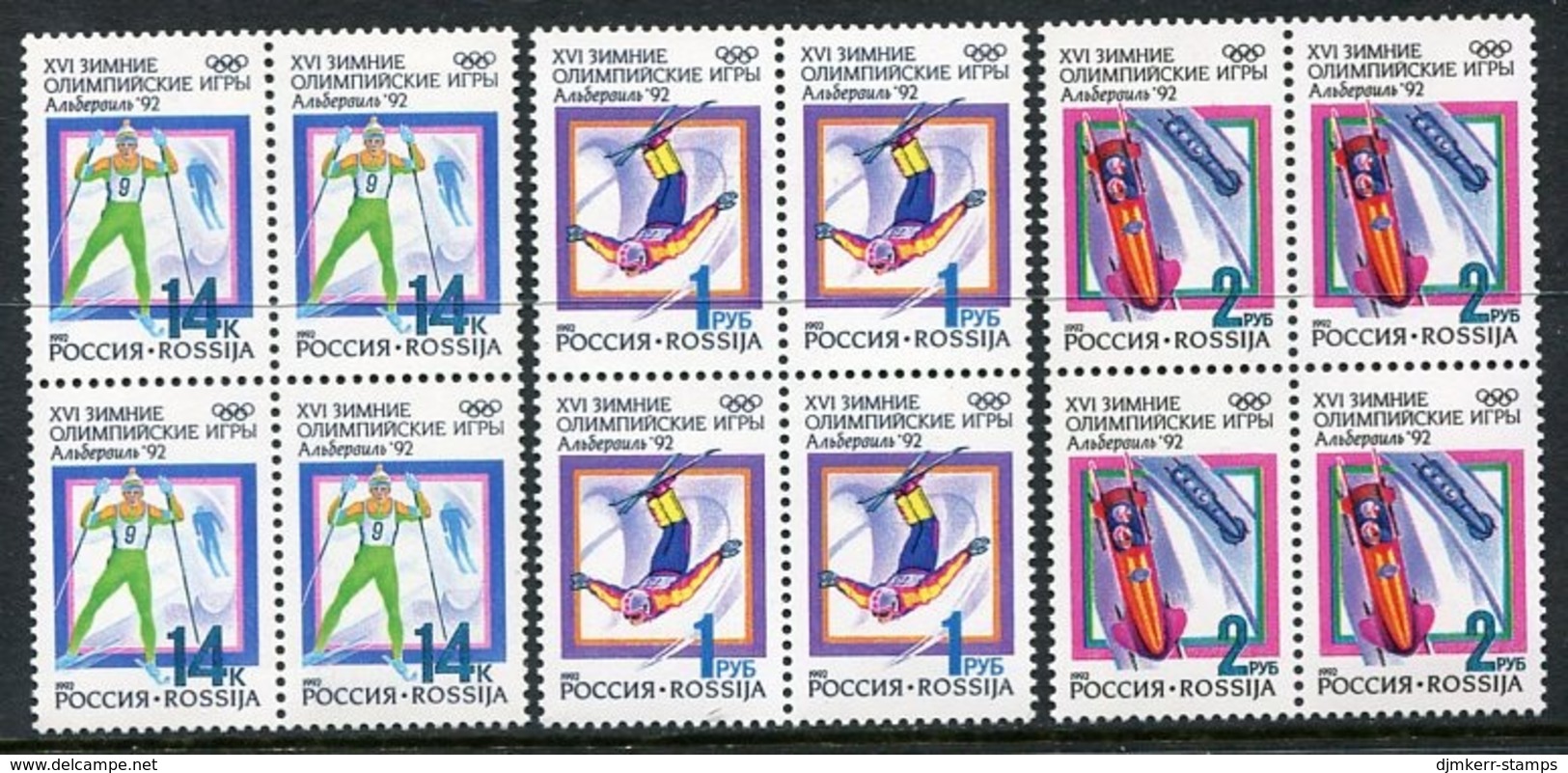 RUSSIA 1992 Winter Olympics Blocks Of 4 MNH / **  Michel 220-22 - Ungebraucht