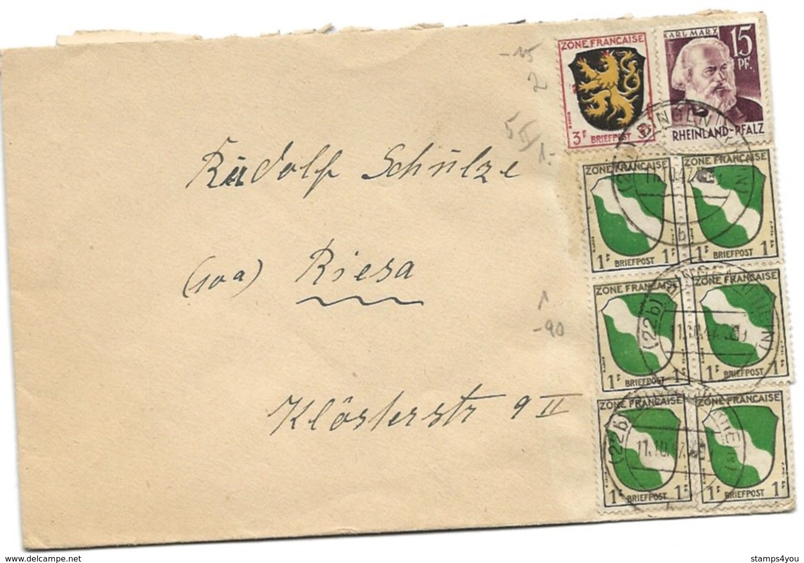 222 - 82 -  Enveloppe Envoyée De Bingen 1947 - Other & Unclassified