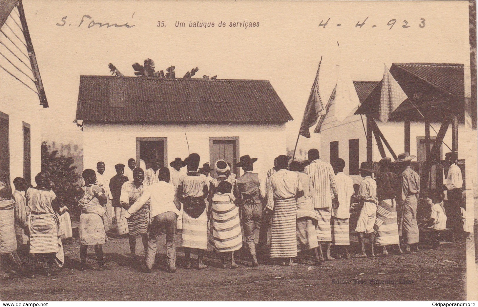 POSTCARD PORTUGAL - OLD COLONY - SÃO TOMÉ E  PRINCIPE - UM BATUQUE DE SERVIÇAES      , S. THOMÉ - Sao Tome Et Principe