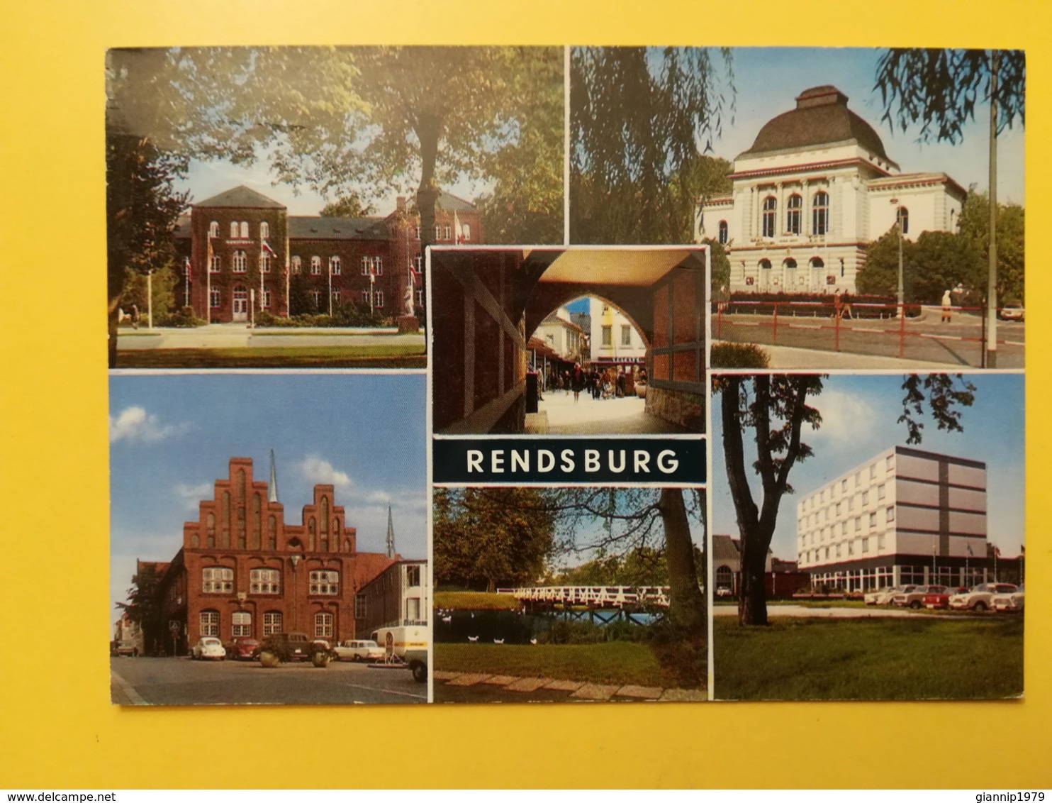 CARTOLINA POSTCARD GERMANIA DEUTSCHE 1975 RENDSBURG VEDUTE PANORAMI  BOLLO INCIDENTI OBLITERE' POSTKARTEN - Rendsburg