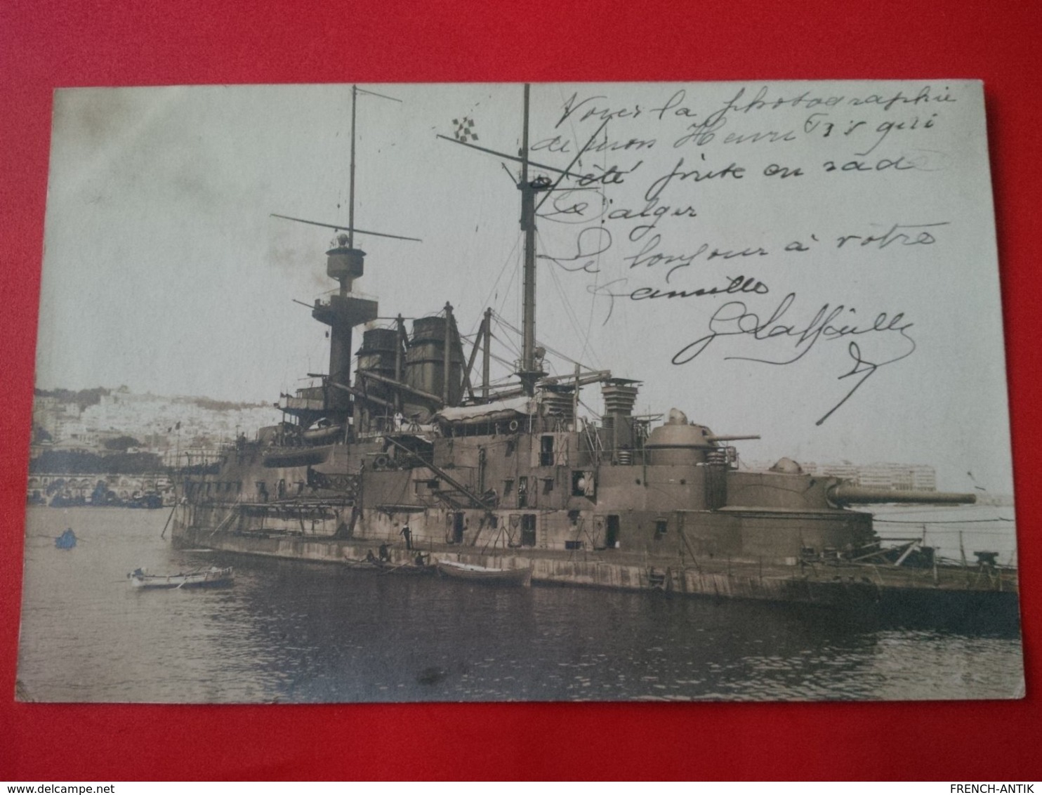 CARTE PHOTO ALGER BATEAU DE GUERRE - Tunisie