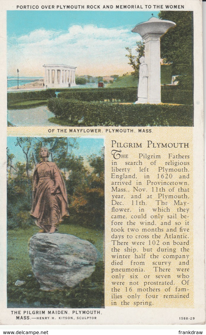 Postcard - Pilgrim Plymouth - History No Card No.. Unused Very Good - To Identify