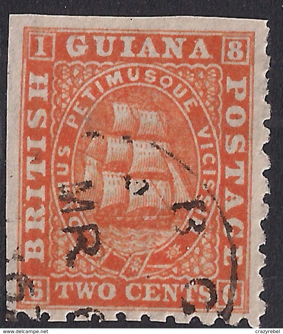 British Guiana 1863 - 76 QV 2ct Orange Used SG 87 ( G1010 ) - British Guiana (...-1966)