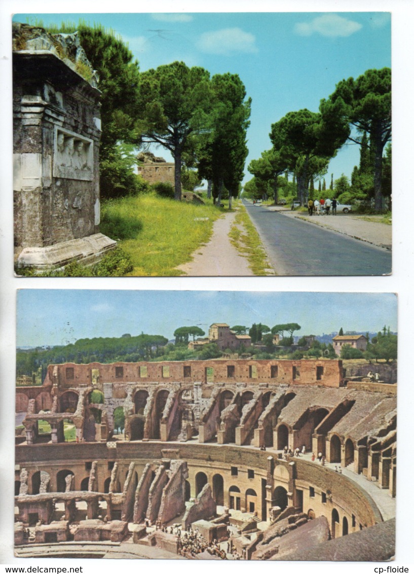 ITALIE . ITALIA . ROMA . " VIA APPIA ANTICA " & " INTERNO COLOSSEO " . 2 CPM - Réf. N°23253 - - Collections & Lots