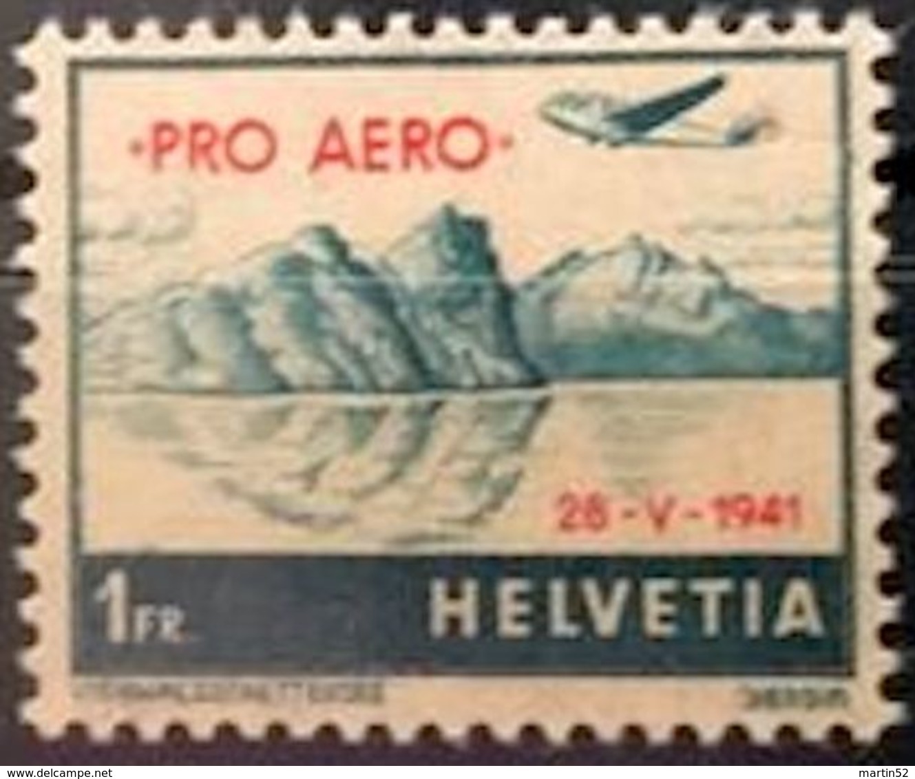 Schweiz Suisse 1941: PRO AERO Mit Aufdruck 28.V.1941: Zu 35 Mi 395 Yv PA34a ** MNH (Zu CHF 14.00) - Ungebraucht