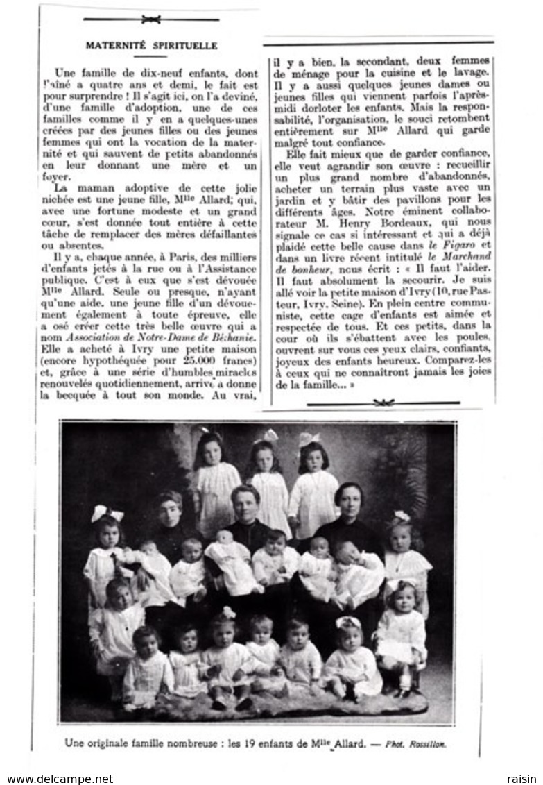 1927 Maternité Spirituelle,Les 19 Enfants De Mlle ALLARD,créa L'oeuvre Au Nom De "Association De Notre-Dame De Béthanie" - Zonder Classificatie
