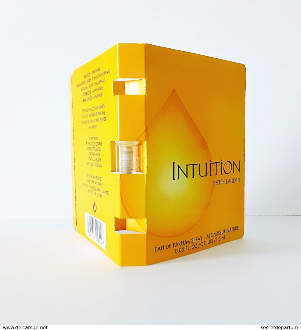 échantillons De Parfum   Tubes   INTUITION   De ESTEE LAUDER   EDP  1.5 Ml - Echantillons (tubes Sur Carte)