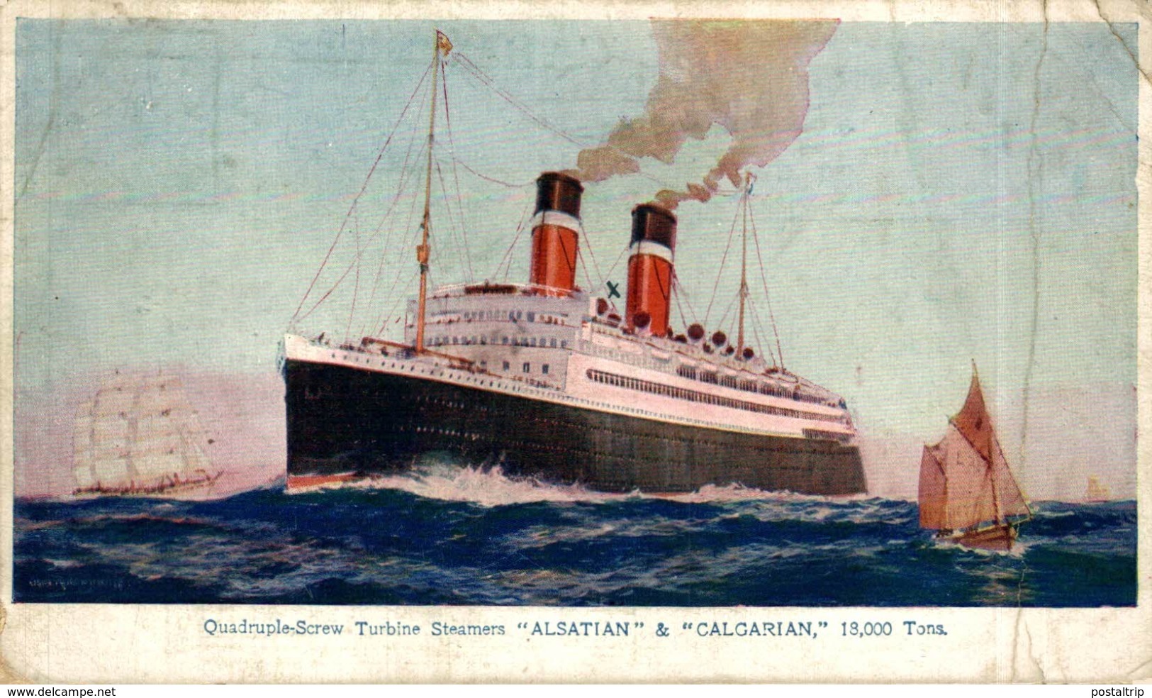 TURBINE STEAMERS  ALSATIAN AND CALGARIAN Orion, Orient Line. CARGO SHIP - Paquebote