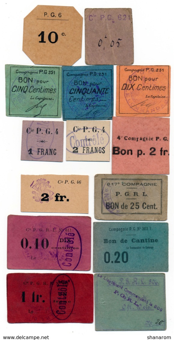 1914-1918 // P.O.W. // Bon De Prisonnier De Guerre // Différentes Compagnies // 14 Bons - Bons & Nécessité
