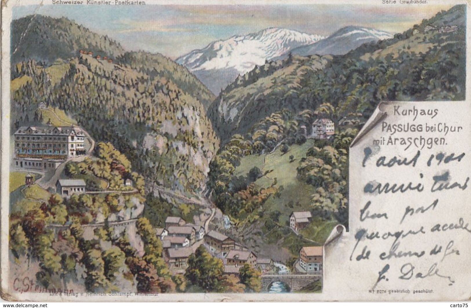 Suisse - Kurhaus Passugg Bei Chur - Coire - Mit Araschgen - Artist Steinmann - Postmarked 1901 Thusis - Chur