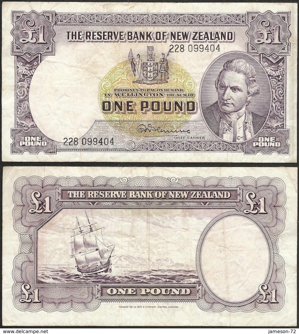 NEW ZEALAND - 1 Pound ND (1960-67) P# 159d Oceania Banknote - Edelweiss Coins - Nueva Zelandía