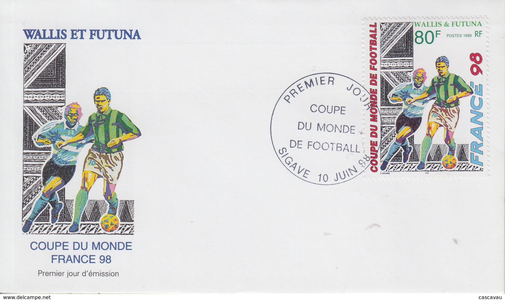 Enveloppe  FDC   1er  Jour    WALLIS  ET   FUTUNA     COUPE  DU  MONDE  De  FOOTBALL   1998 - 1998 – France