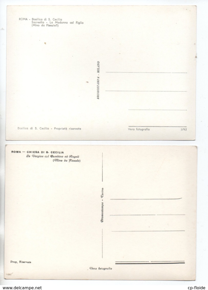 ITALIE . ITALIA . ROMA . S. CECILIA . " LA VERGINE COL BAMBINO EO ANGELI " & " SACRESTIA " . 2 CPM - Réf. N°23259 - - Collezioni & Lotti