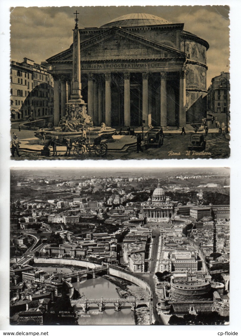 ITALIE . ITALIA . ROMA . " THE PANTHEON " & " CASTEL S. ANGELO E BASILICA S. PIETRO " . 2 CPM - Réf. N°23260 - - Collections & Lots