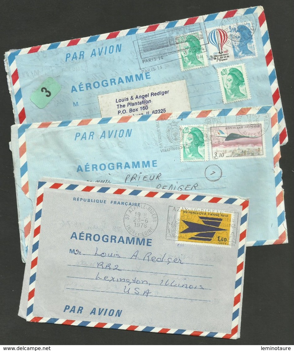 Lot De 9 Aérogrammes Voyagés Pour Les USA / Années 80.....voir Les Scans - 1960-.... Lettres & Documents