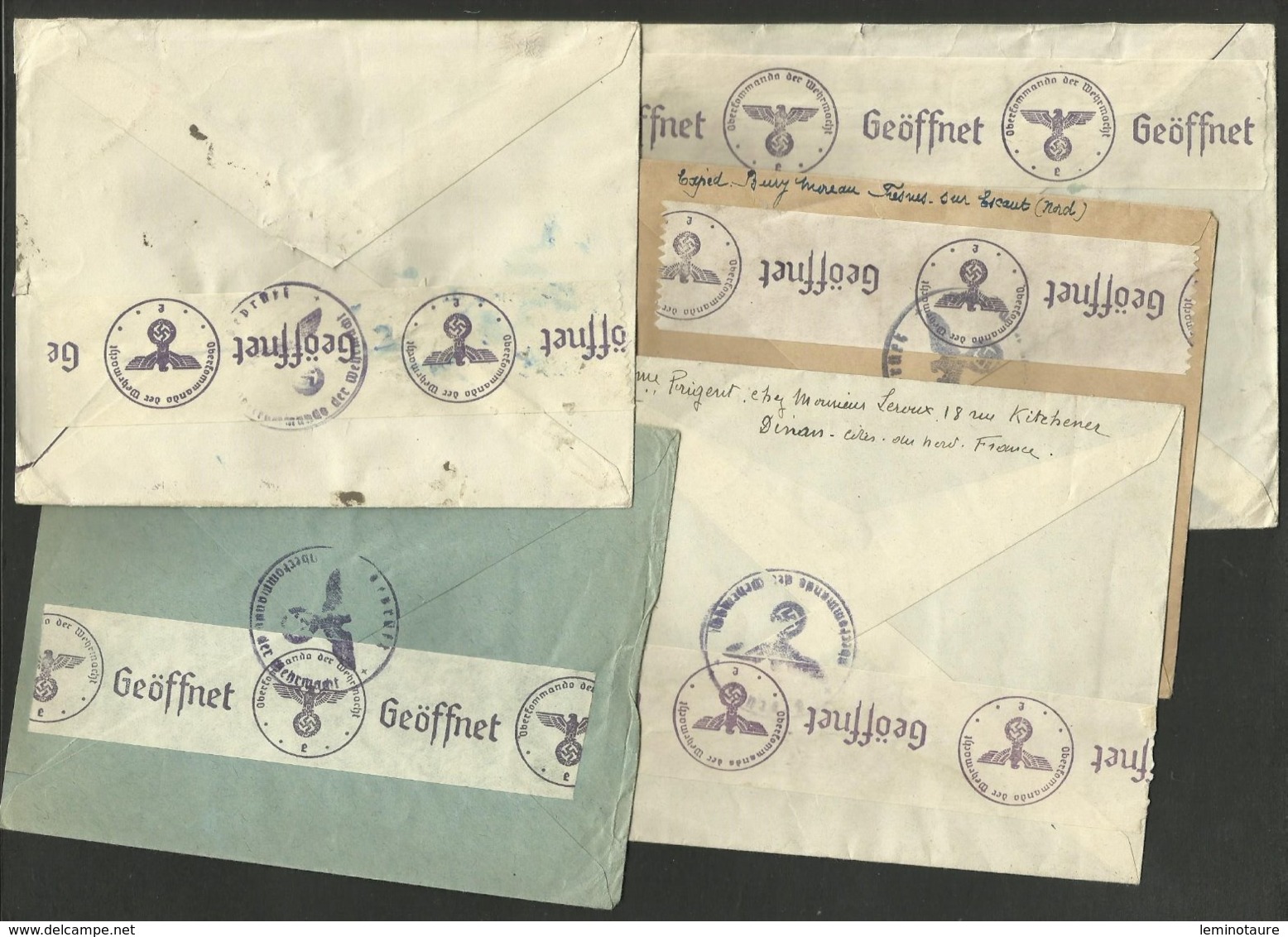 Lot De 5 Enveloppes >>> Croix Rouge à Genève 1940 / Bande Censure De La Wehrmacht Au Verso - Guerre De 1939-45