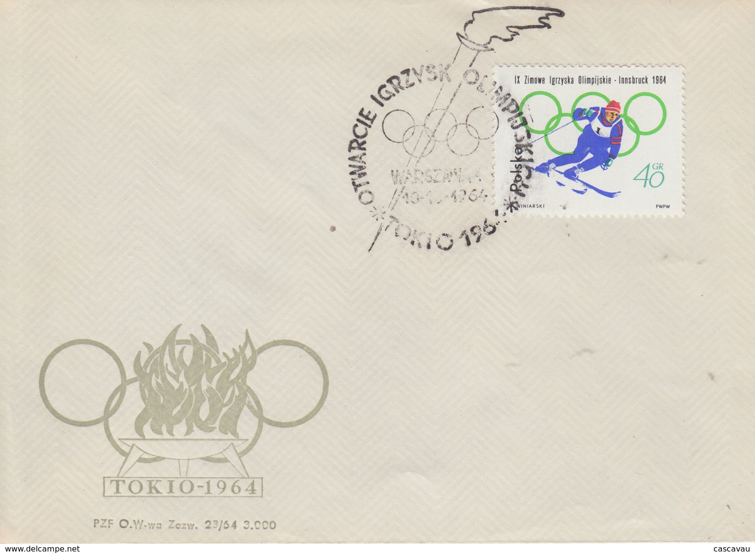 Enveloppe  FDC   1er  Jour   POLOGNE    Jeux  Olympiques  INNSBRUCK   1964 - Inverno1964: Innsbruck