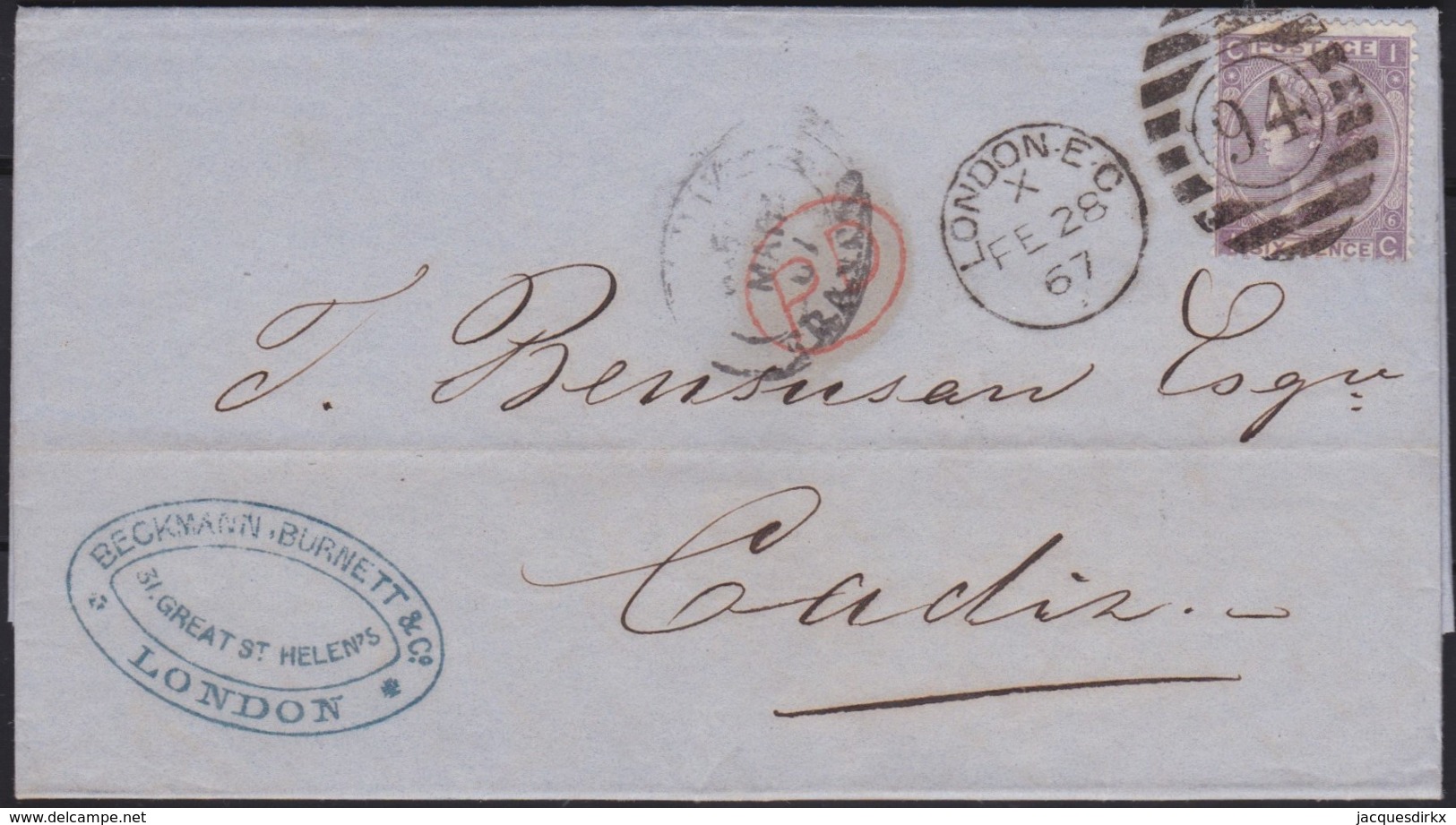 Great Britain  . Yvert  .  29  Pl. 6 On Letter  (2 Scans)      .  O  .   Cancelled      .   /  .   Gebruikt - Brieven En Documenten