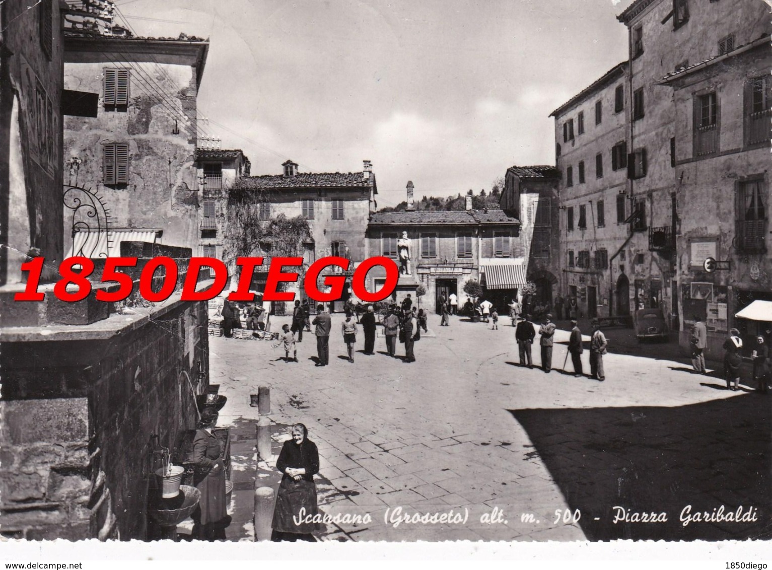 SCANSANO - PIAZZA GARIBALDI F/GRANDE VIAGGIATA 1956 ANIMAZIONE - Grosseto