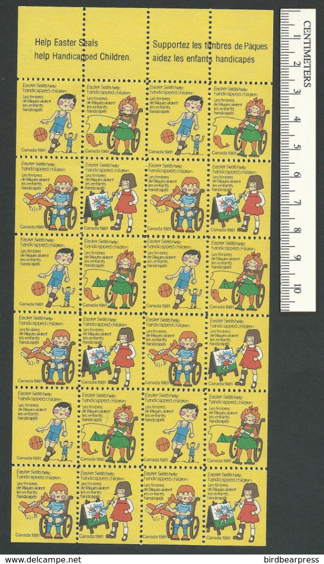 B56-45 CANADA 1981 Crippled Children Easter Seals Sheet B MNH - Local, Strike, Seals & Cinderellas