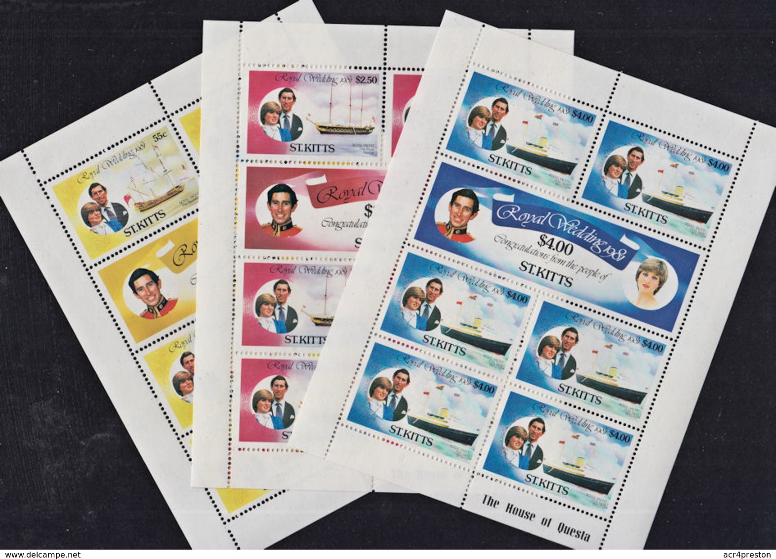 A5446 ST KITTS 1981, SG 75, 76, 77 & 79 Royal Wedding,  MNH Sheets - St.Kitts And Nevis ( 1983-...)