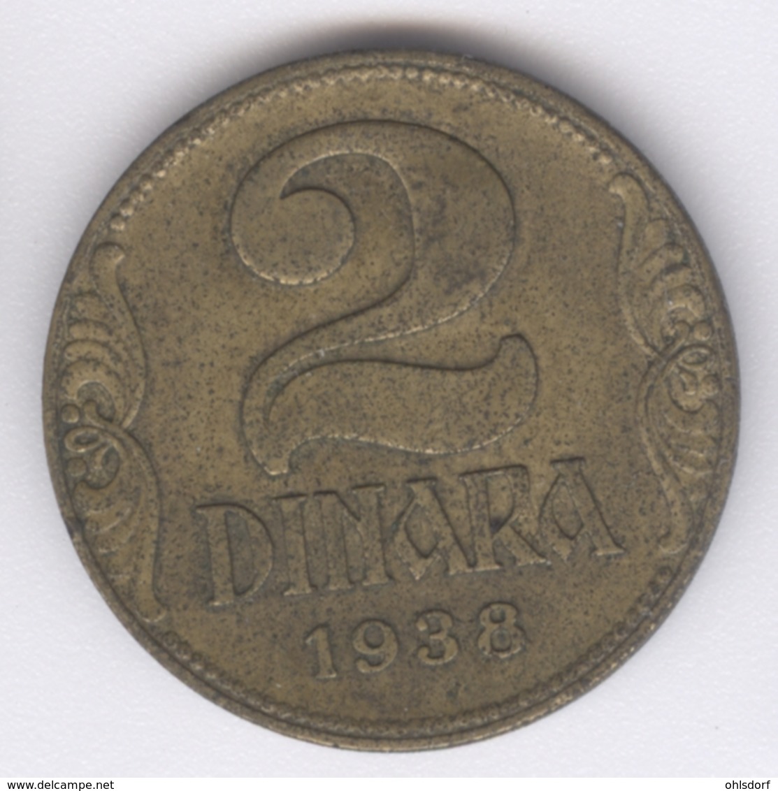 YUGOSLAVIA 1938: 2 Dinara, KM 20 - Yugoslavia