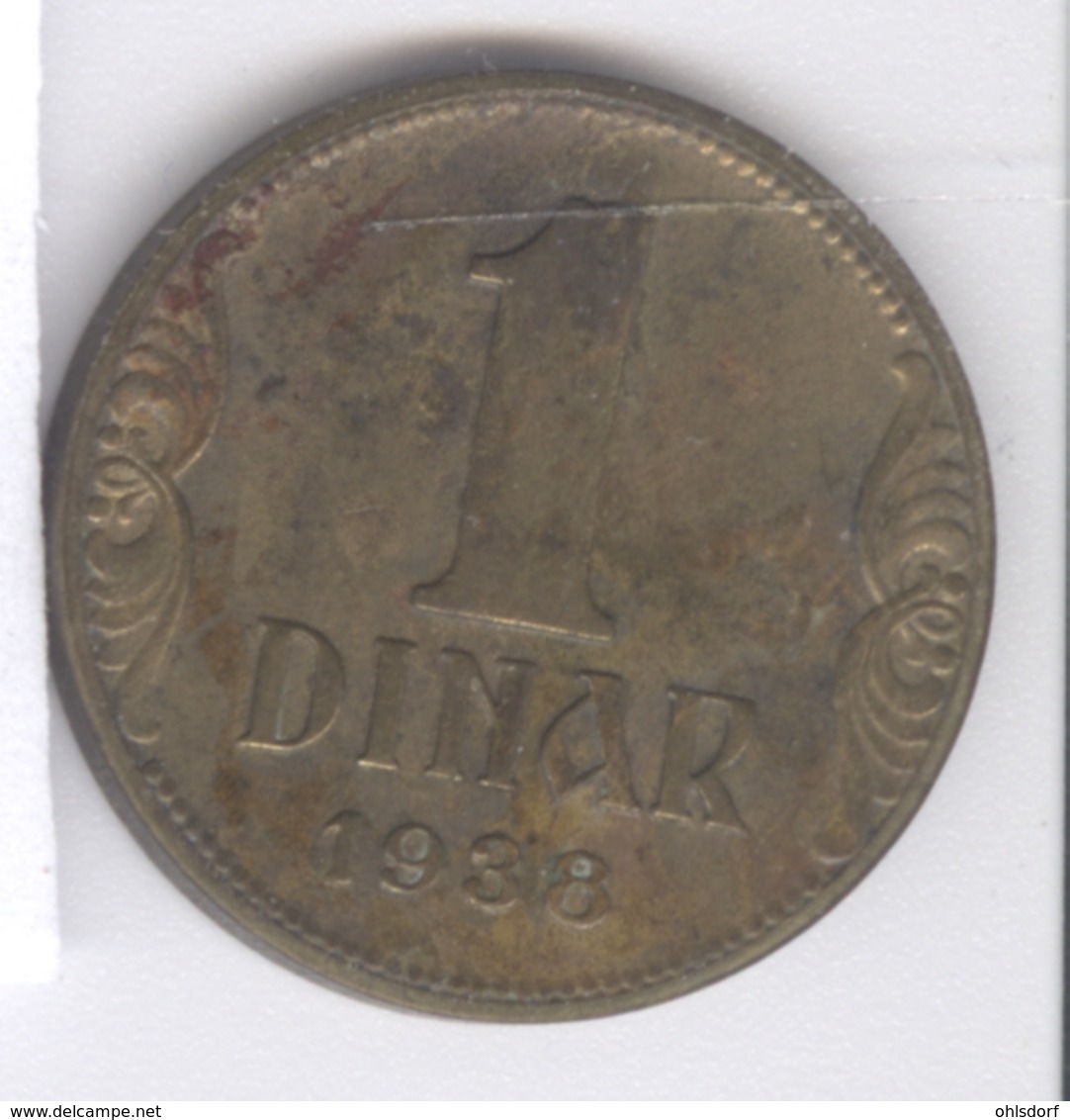 YUGOSLAVIA 1938: 1 Dinar, KM 19 - Yugoslavia