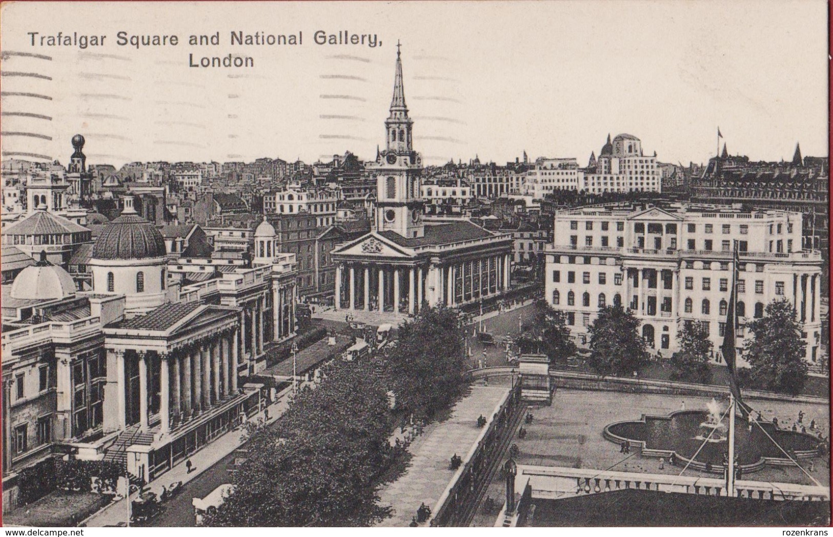 Trafalgar Square And National Gallery London Old Postcard 1935 (In Very Good Condition) - Trafalgar Square