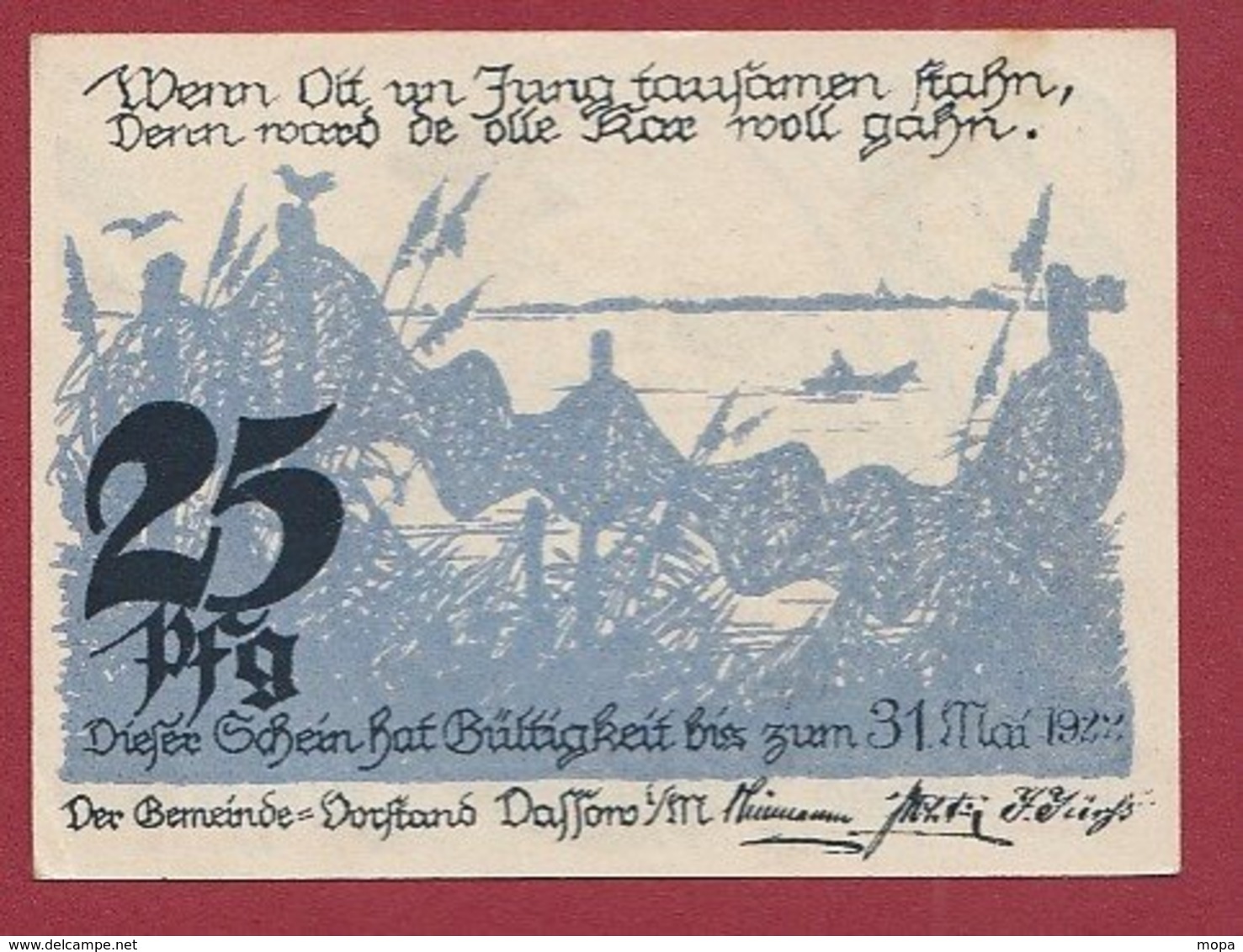 Allemagne 1 Notgeld 25 Pfenning Stadt Dassow (Série Complète)   Dans L 'état Lot N °5128 - Collections