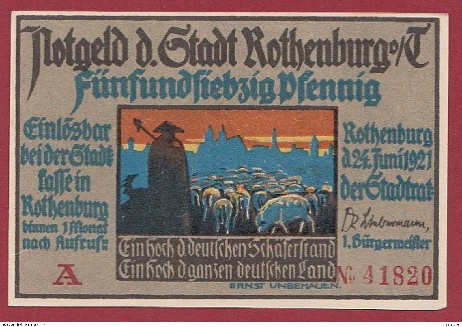 Allemagne 1 Notgeld 75 Pfenning Stadt Rothenburg (A)  Dans L 'état Lot N °5150 - Collections