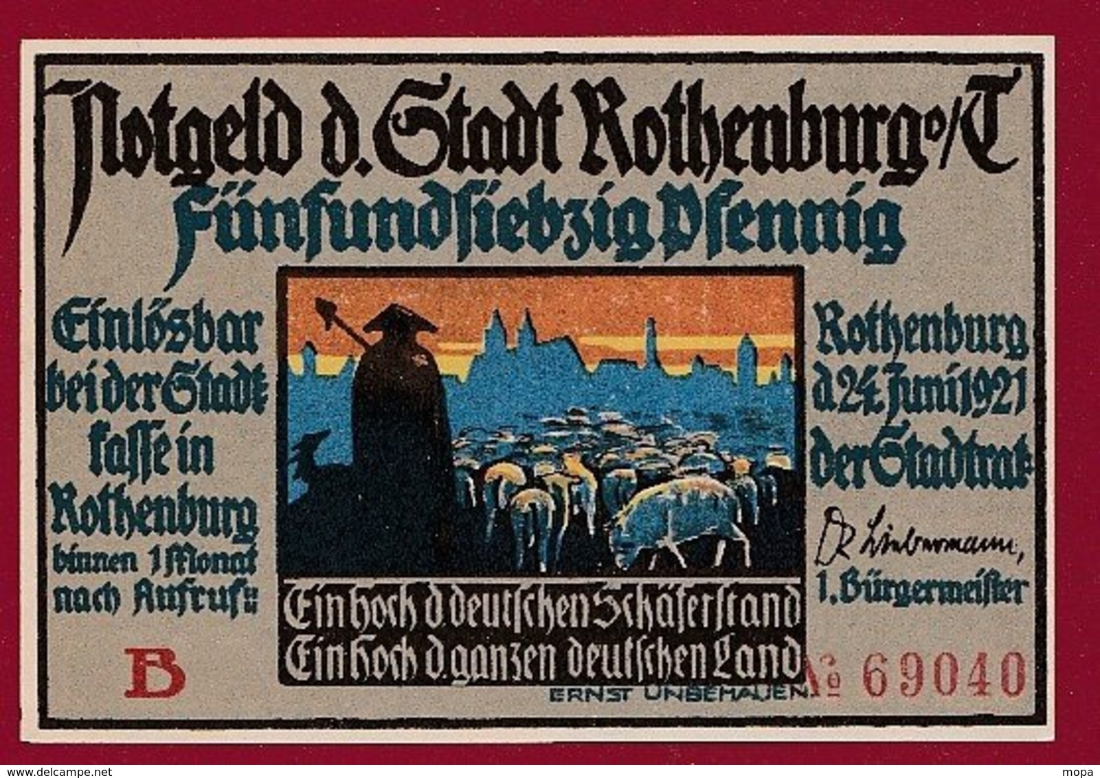 Allemagne 1 Notgeld 75 Pfenning Stadt Rothenburg (B)  Dans L 'état Lot N °5151 - Collections