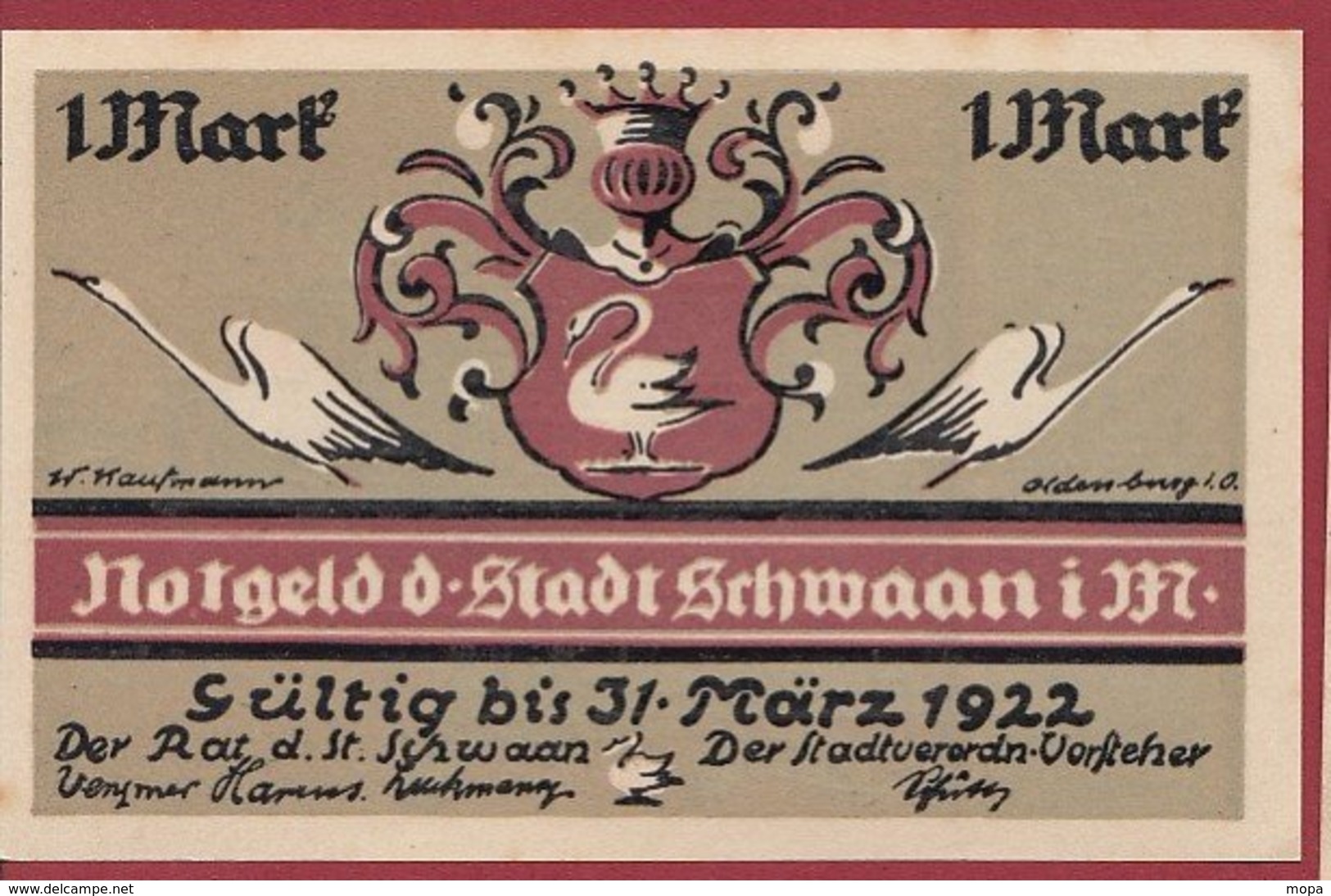 Allemagne 1 Notgeld 1 Mark Stadt Schwann (RARE-SERIE COMPLETE)  Dans L 'état Lot N °5157 - Collections